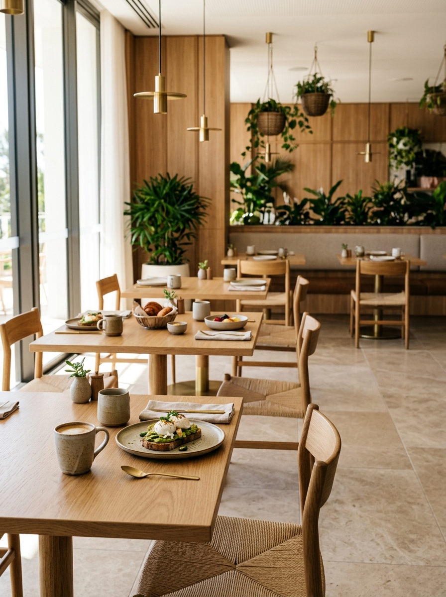 Hotel dining room with contemporary Australian food and fresh coffee